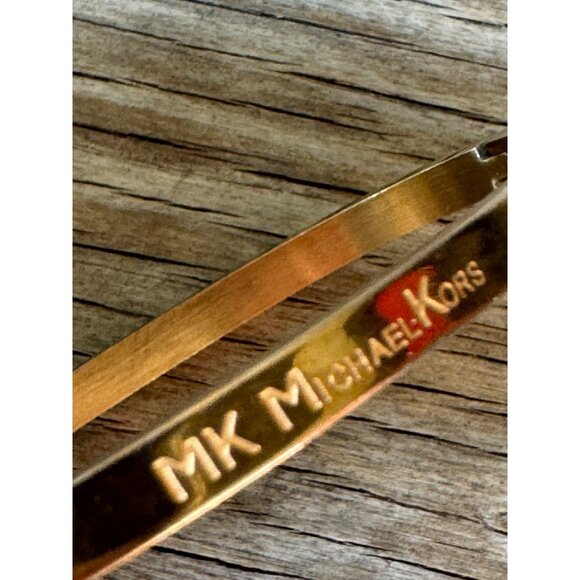Michael Kors MK Logo Gold-Tone Metal Hinged Bangle Bracelet - Picture 6 of 8
